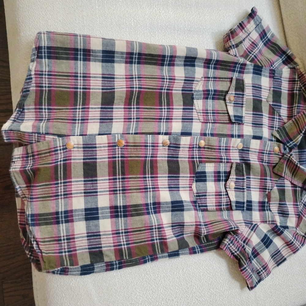 Siviglia Kids Plaid Button Down Shirt - Green, Blue, White